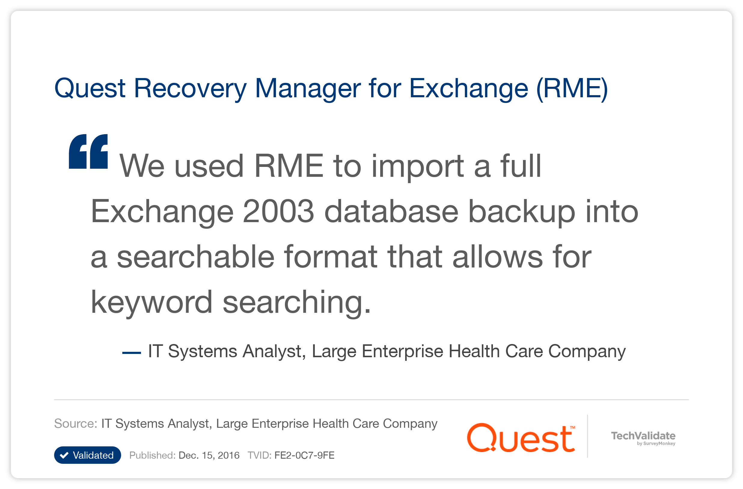 Quest Recovery Manager for Exchange (RME)