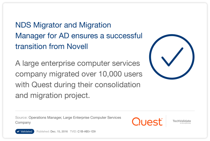 NDS Migrator and Migration Manager for AD ensures a successful transition from Novell