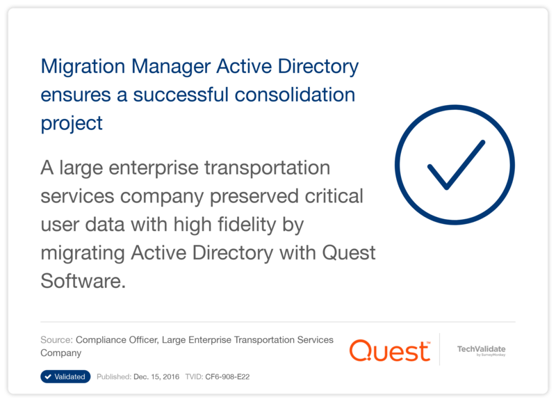 Migration Manager Active Directory ensures a successful consolidation project