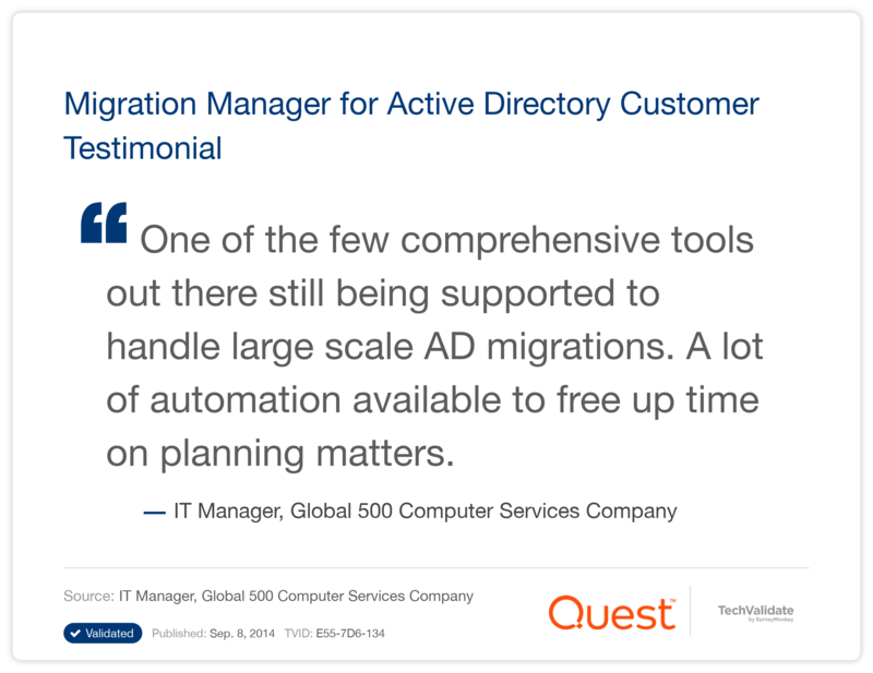 Migration Manager for Active Directory Customer Testimonial
