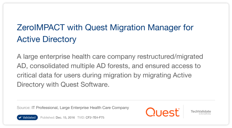 ZeroIMPACT with Quest Migration Manager for Active Directory