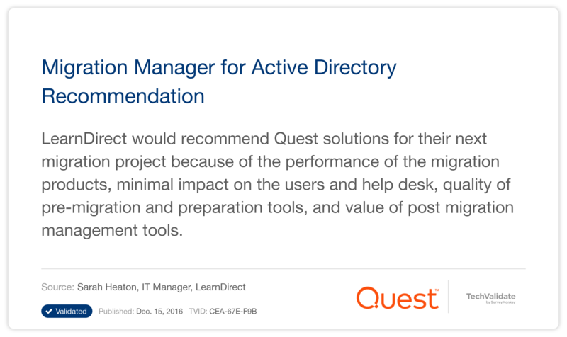 Migration Manager for Active Directory Recommendation