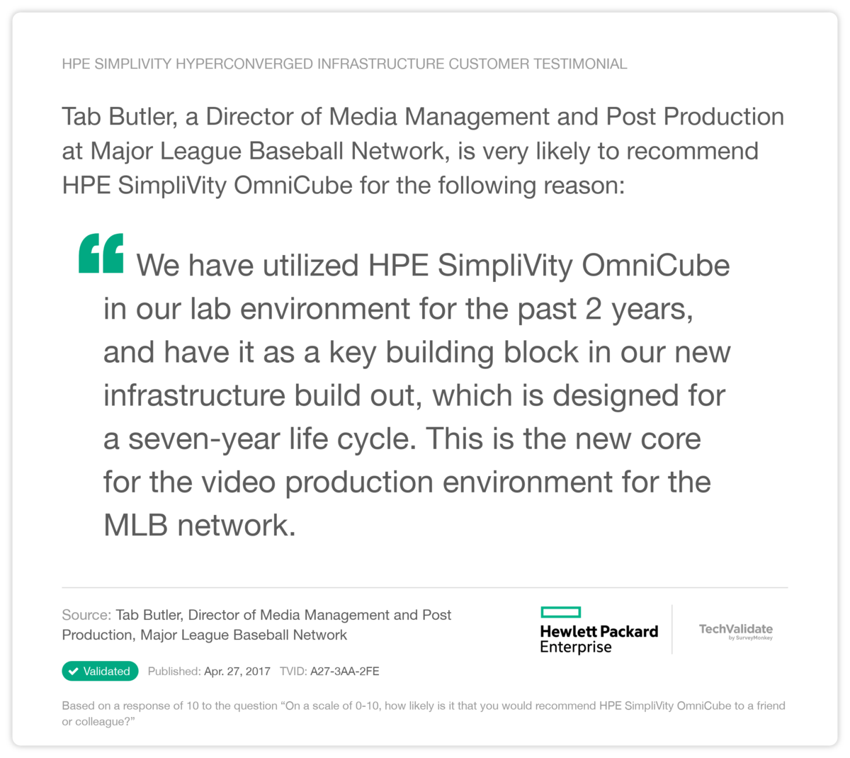 HPE SimpliVity Hyperconverged Infrastructure Customer Testimonial
