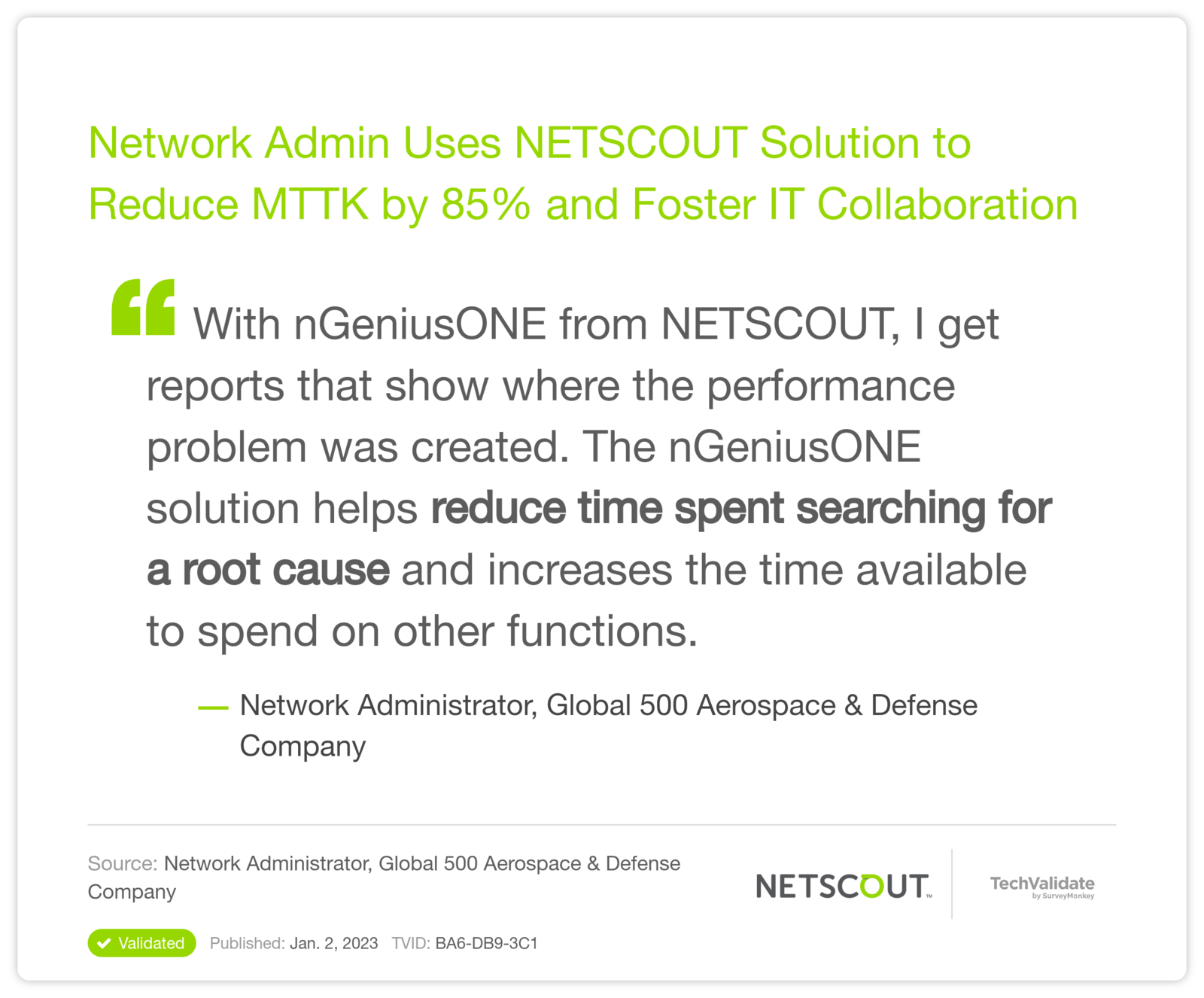 Network Admin Uses NETSCOUT Solution to Reduce MTTK by 85% and Foster IT Collaboration