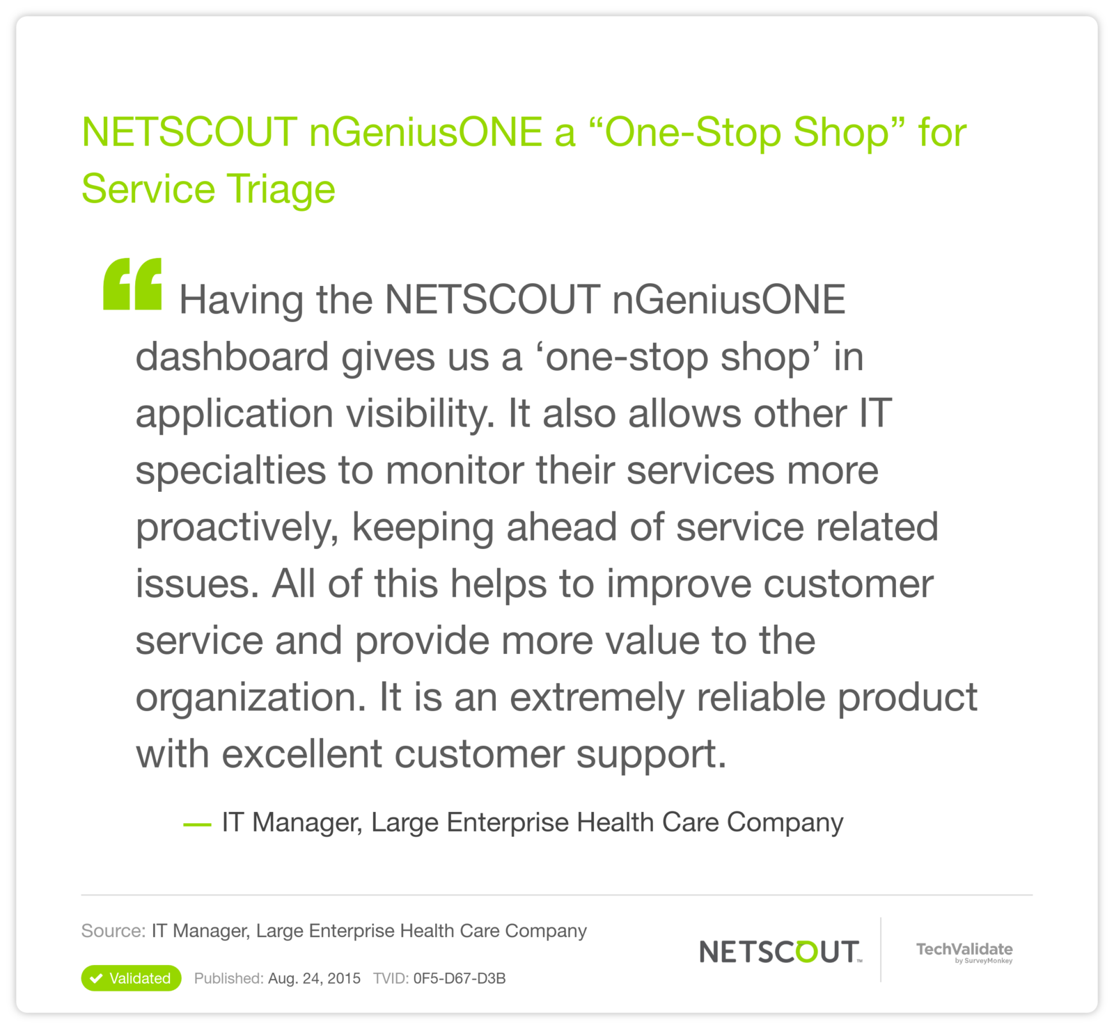 NETSCOUT nGeniusONE a "One-Stop Shop" for Service Triage