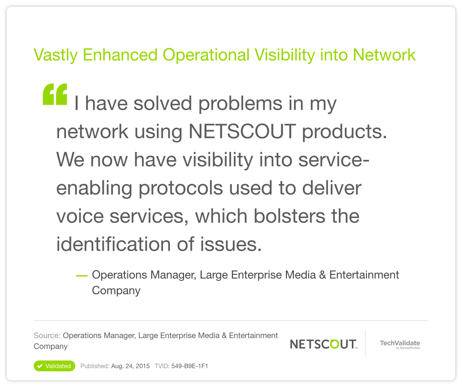 Vastly Enhanced Operational Visibility into Network