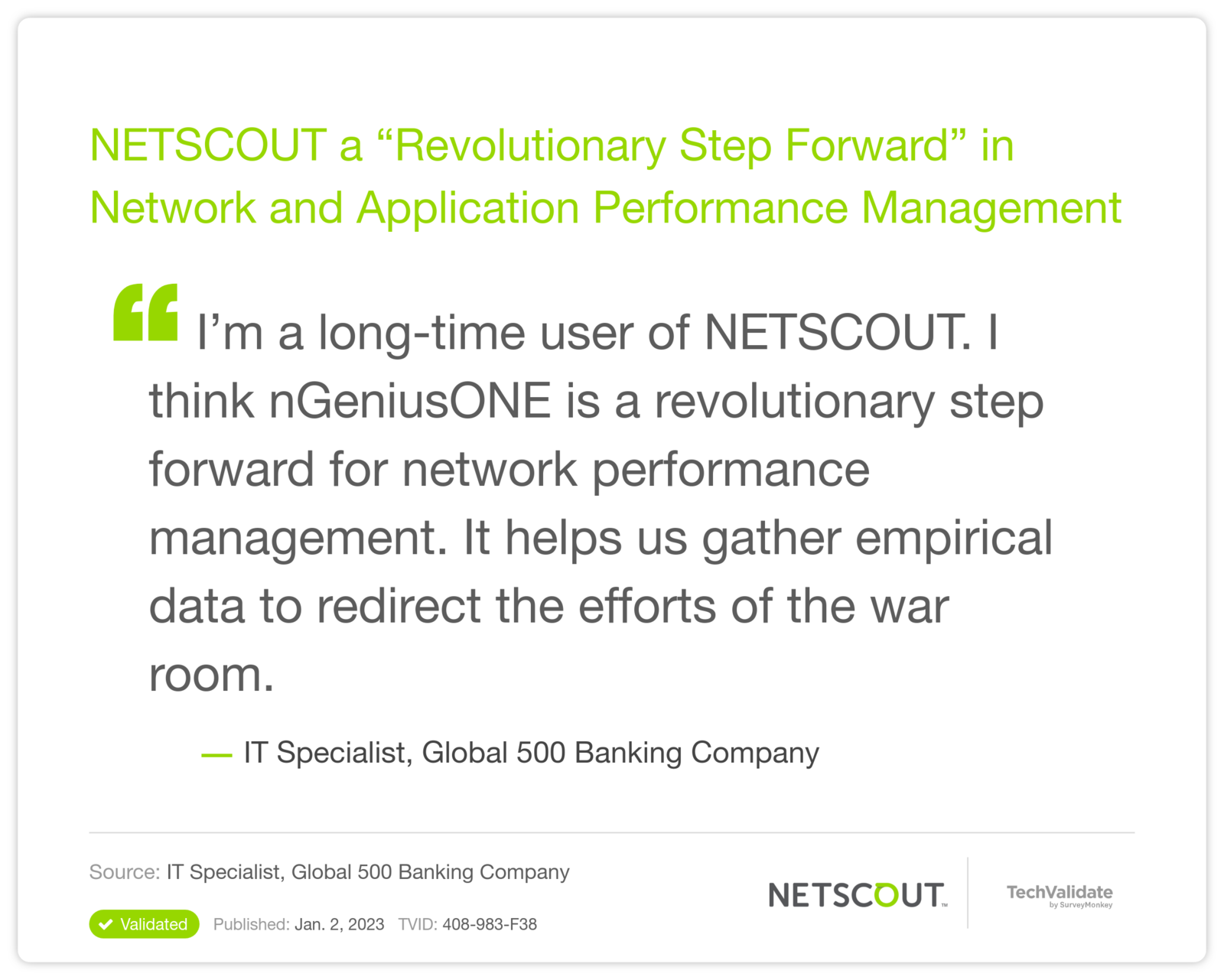 NETSCOUT a "Revolutionary Step Forward" in Network and Application Performance Management