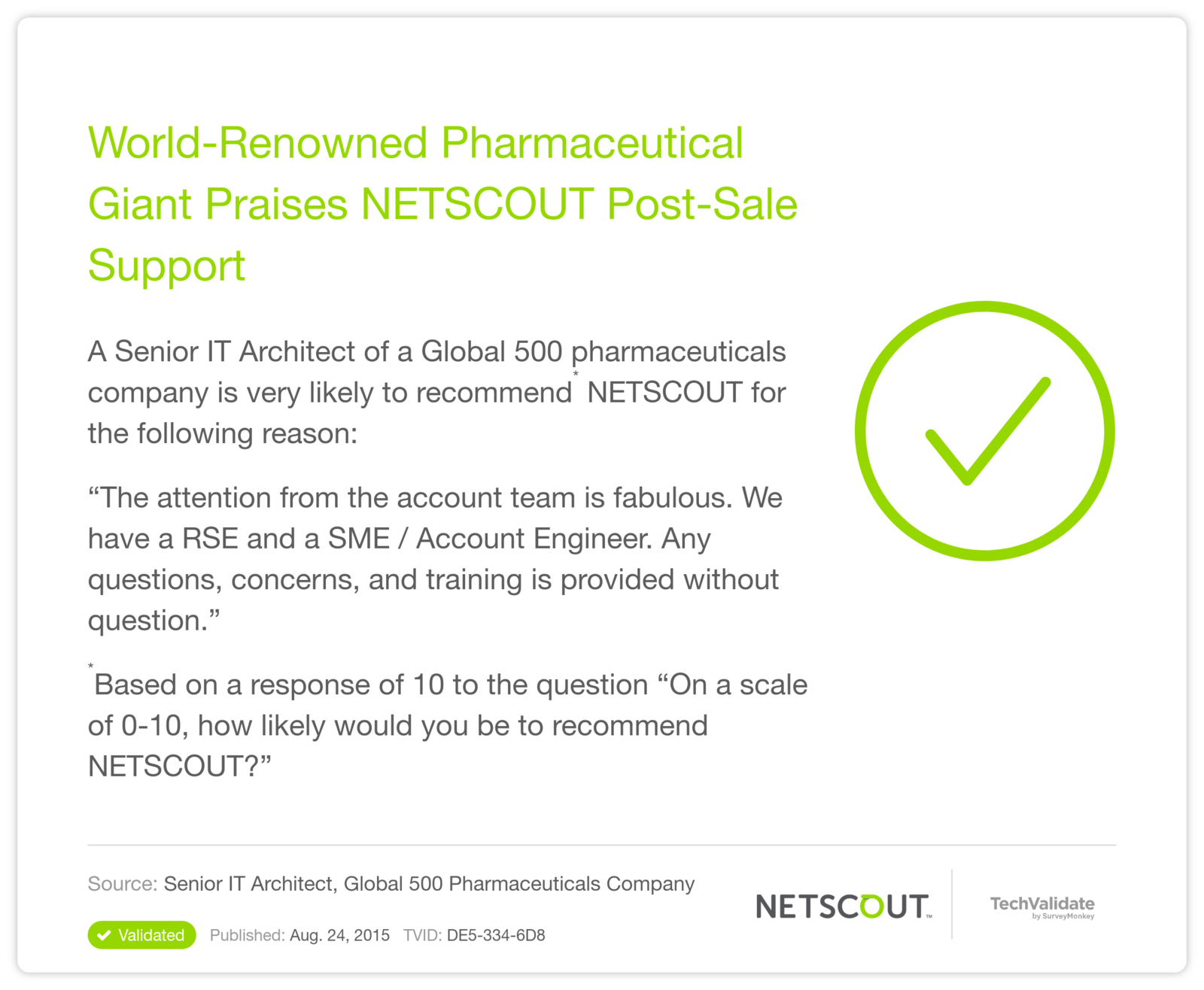 World-Renowned Pharmaceutical Giant Praises NETSCOUT Post-Sale Support