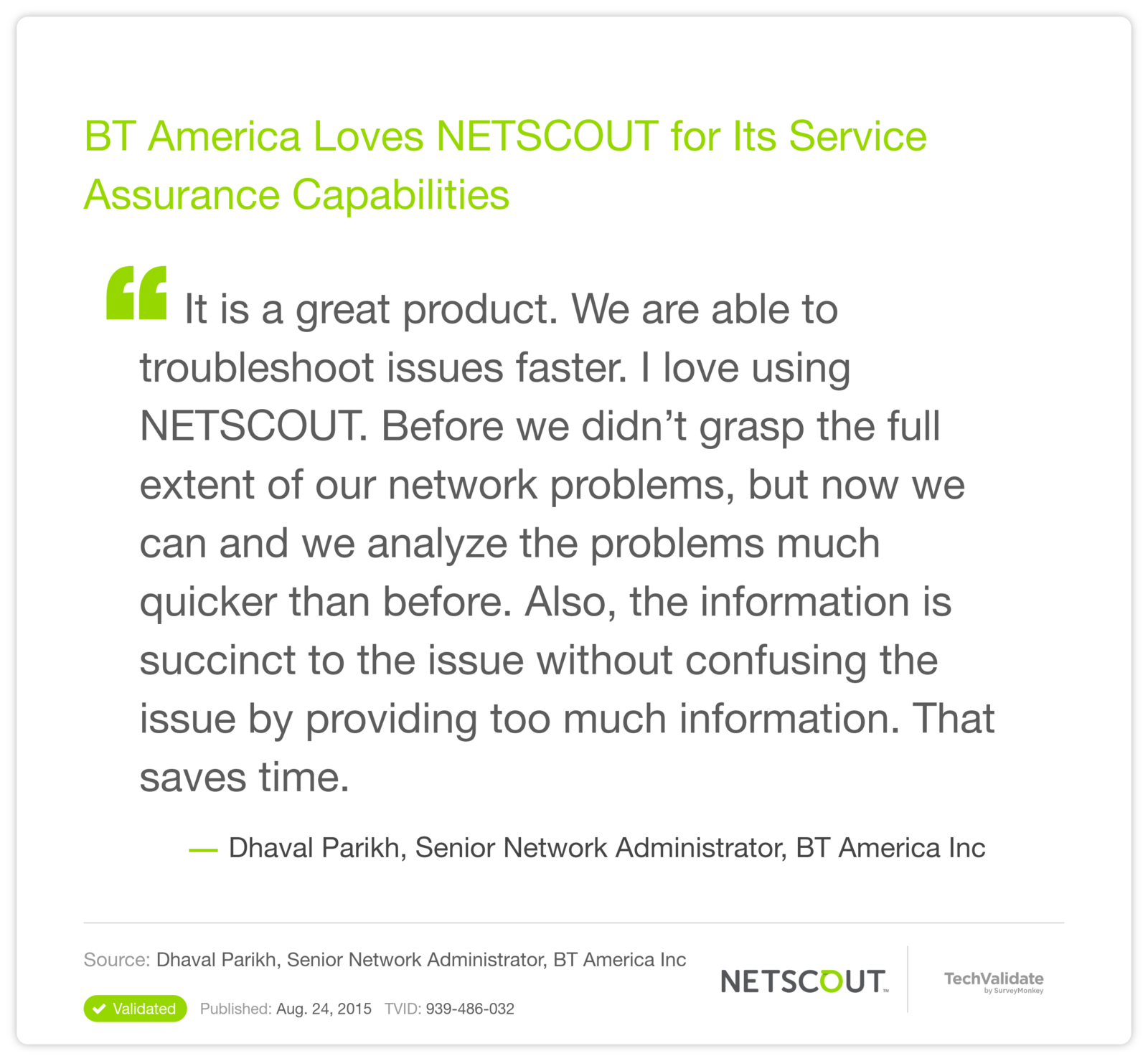 BT America Loves NETSCOUT for Its Service Assurance Capabilities