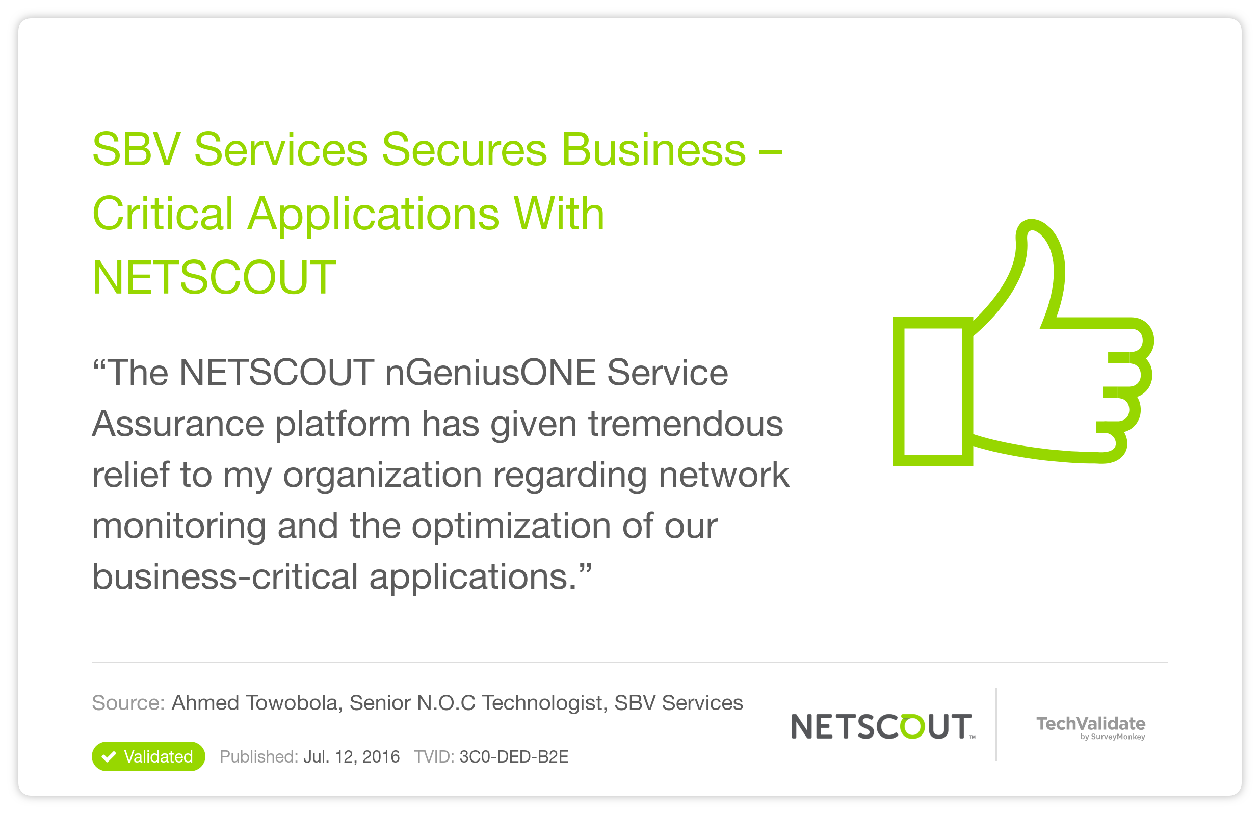 SBV Services Secures Business-Critical Applications With NETSCOUT