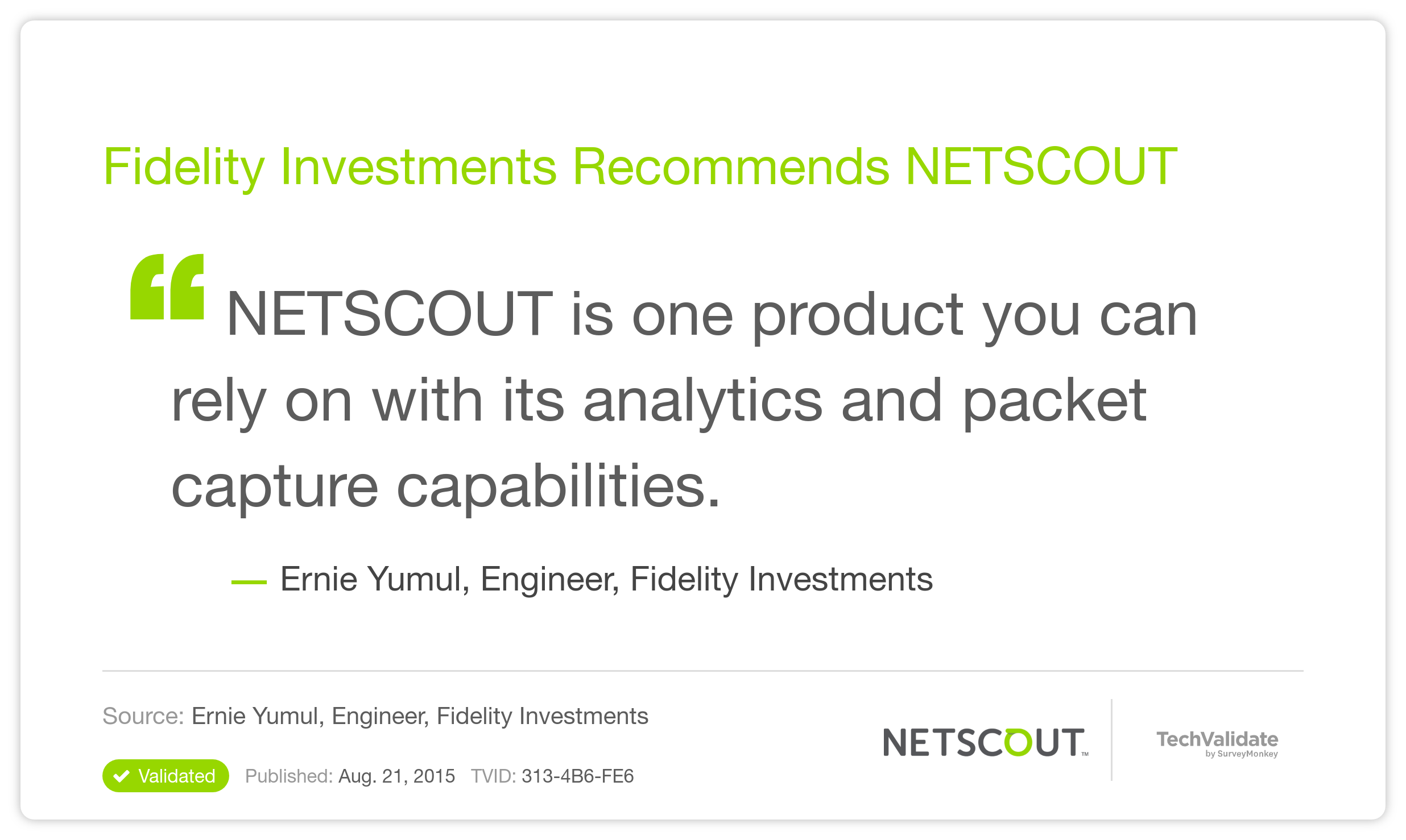 Fidelity Investments Recommends NETSCOUT