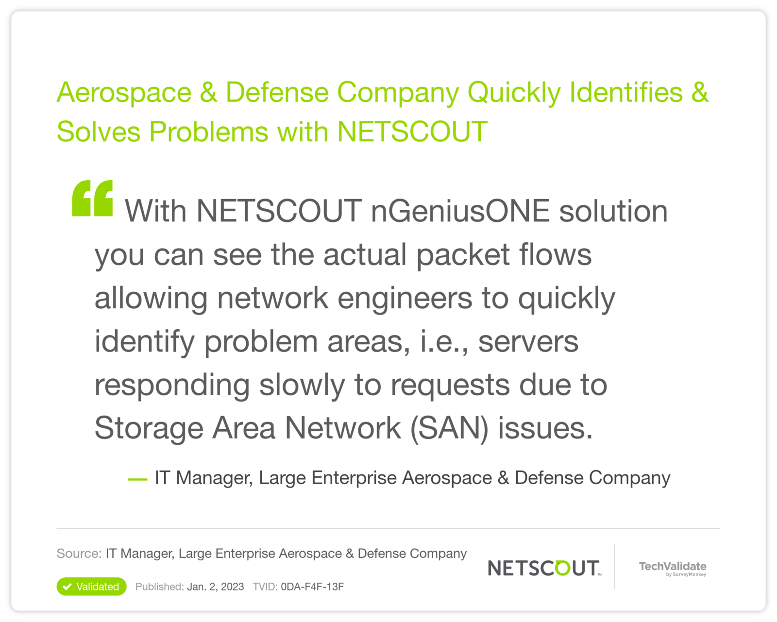 Aerospace & Defense Company Quickly Identifies & Solves Problems with NETSCOUT