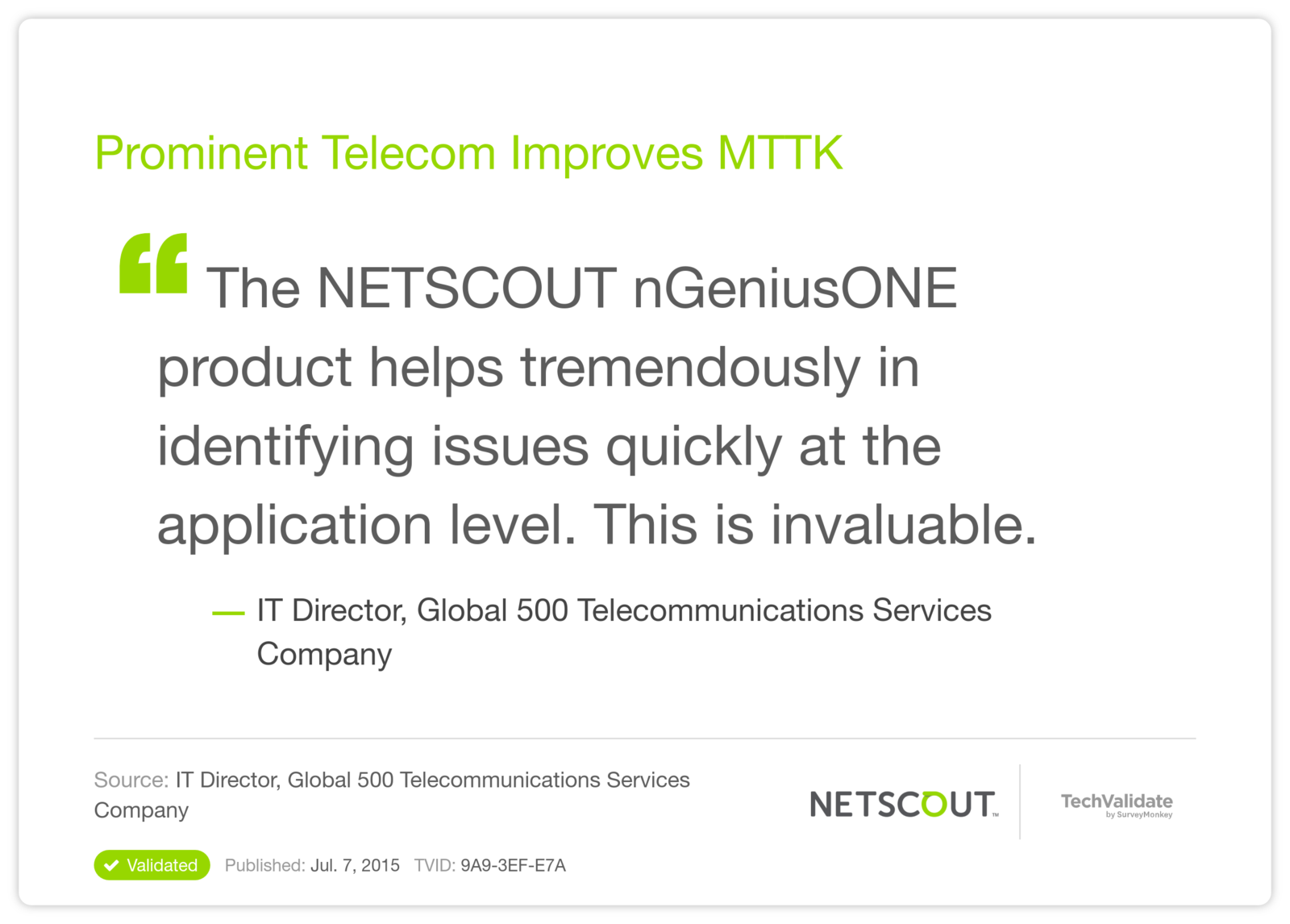 Prominent Telecom Improves MTTK