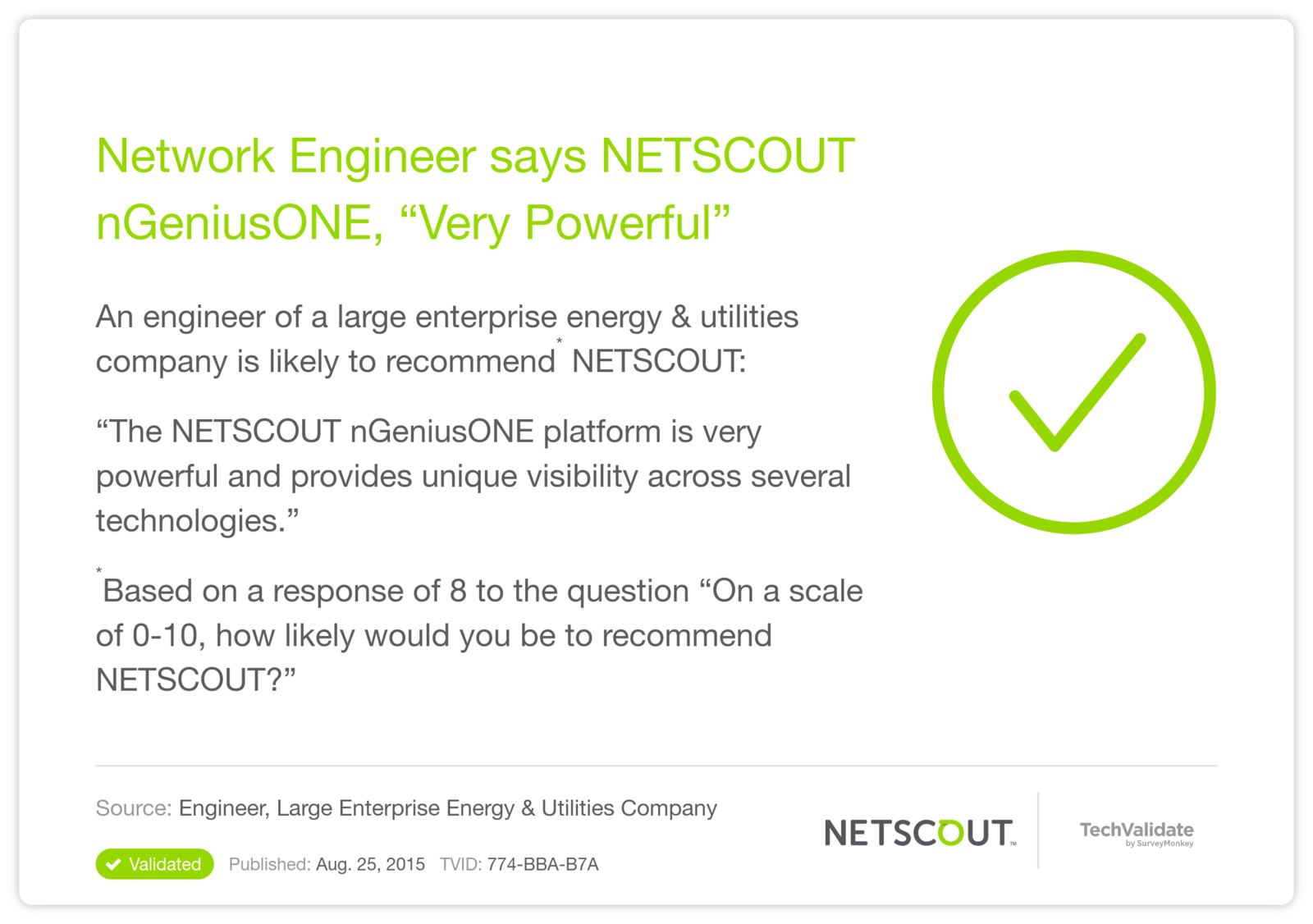 Network Engineer says NETSCOUT nGeniusONE, "Very Powerful"