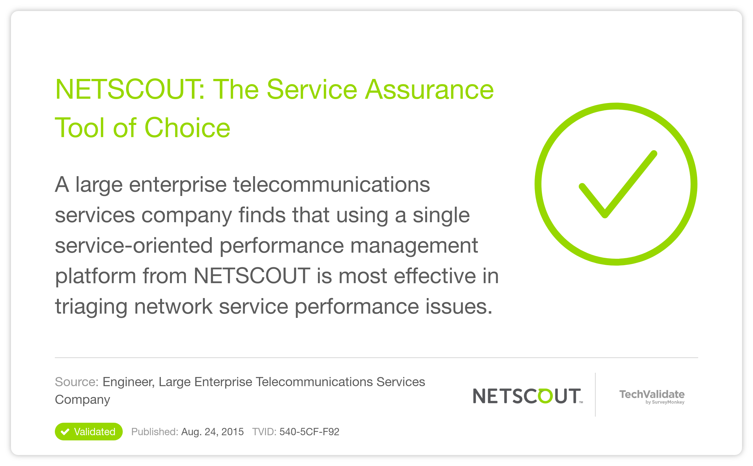 NETSCOUT: The Service Assurance Tool of Choice