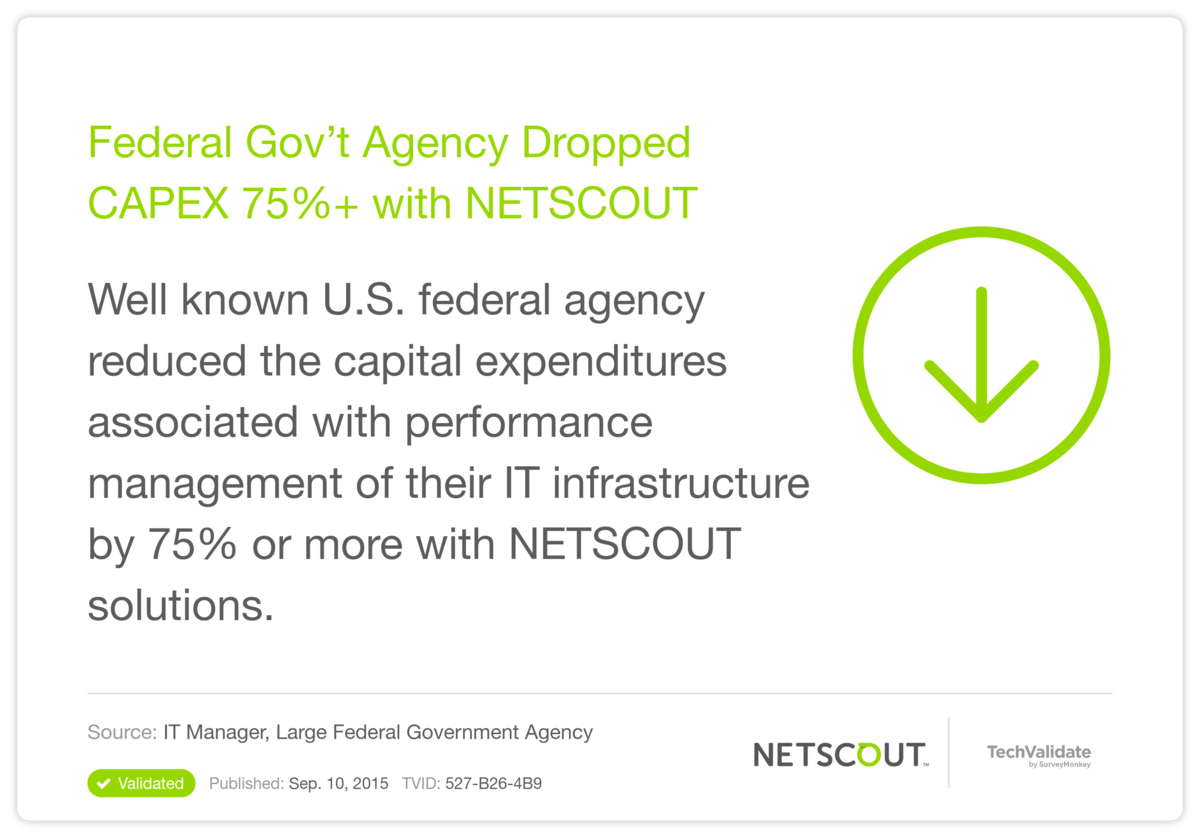 Federal Gov't Agency Dropped CAPEX 75%+ with NETSCOUT