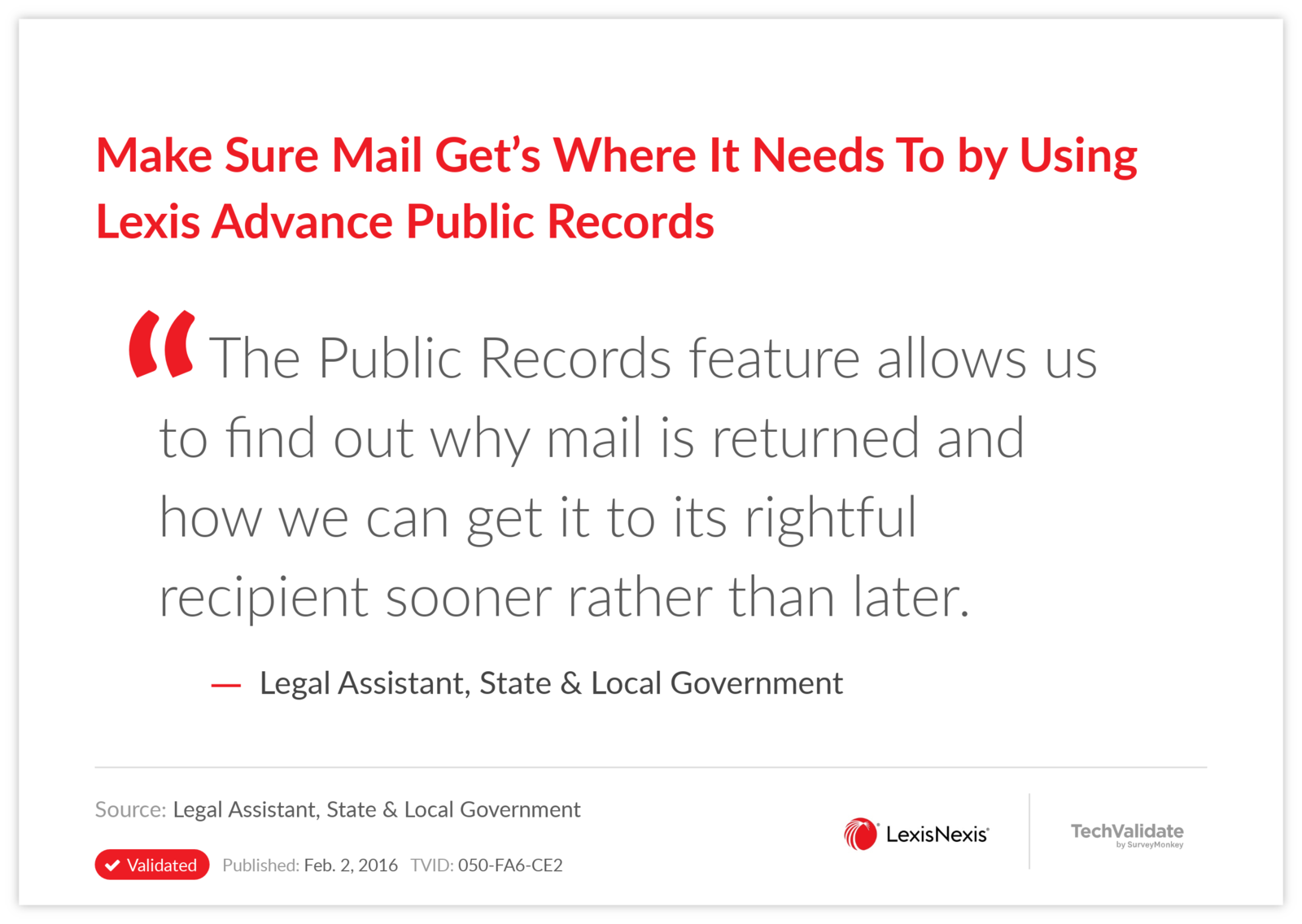 Make Sure Mail Get's Where It Needs To by Using Lexis Advance Public Records