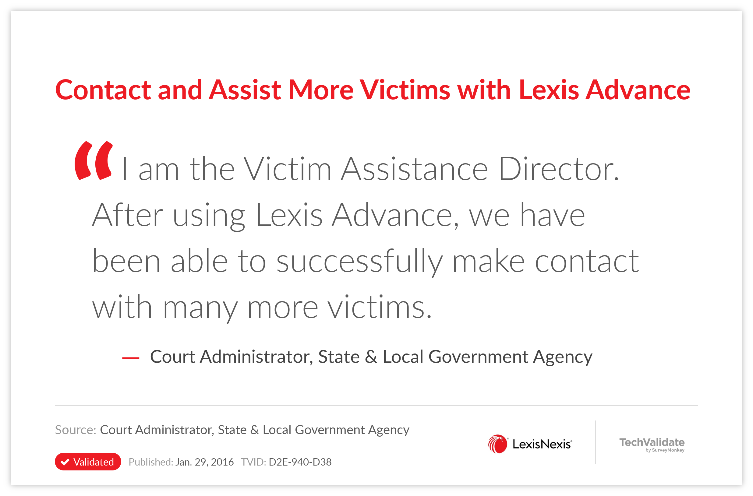 Contact and Assist More Victims with Lexis Advance