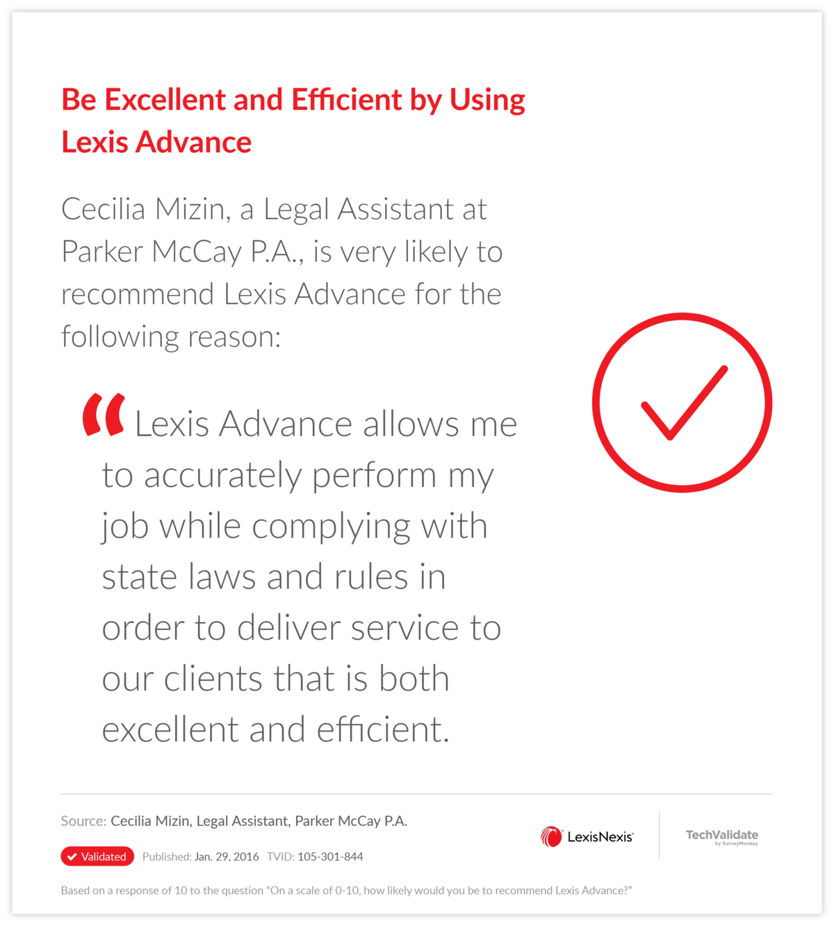 Be Excellent and Efficient by Using Lexis Advance