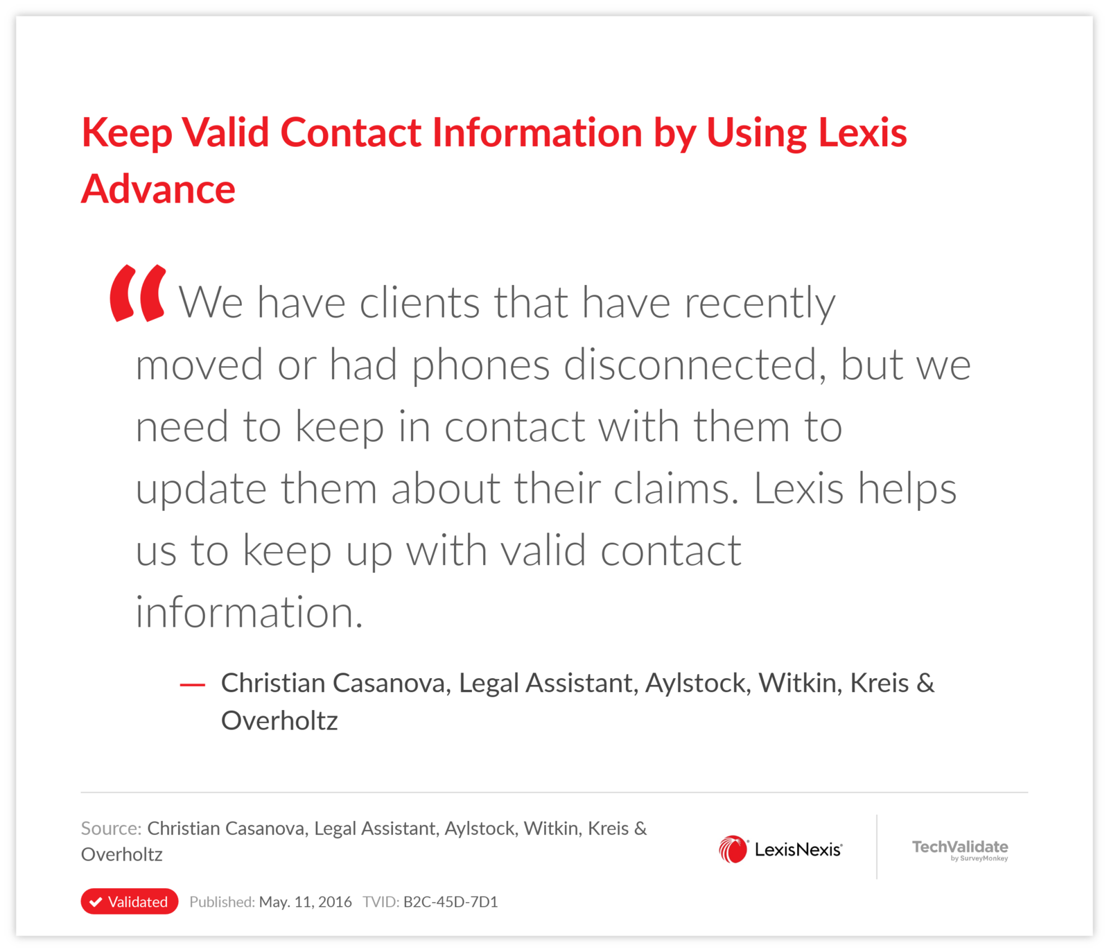Keep Valid Contact Information by Using Lexis Advance