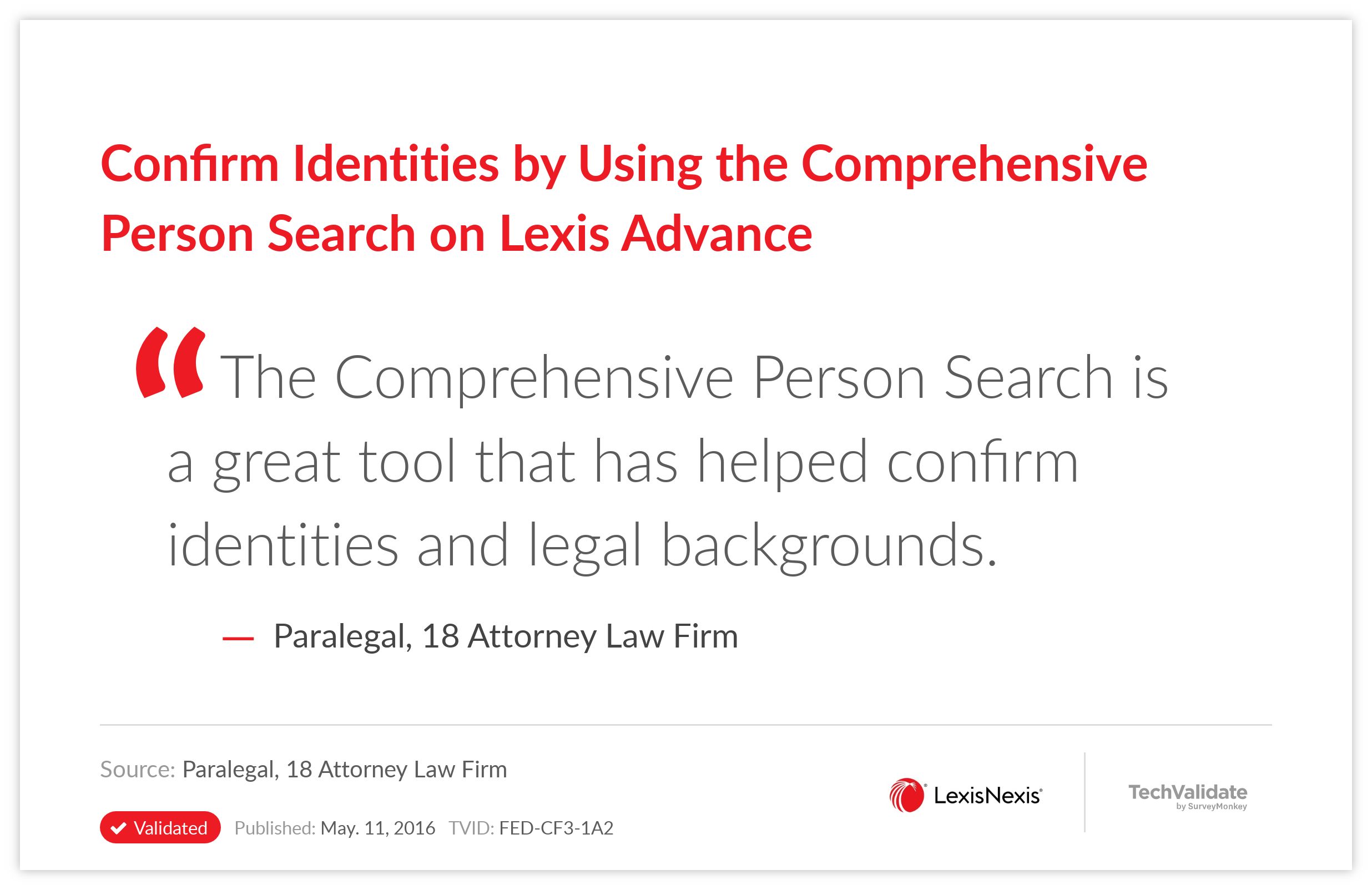 Confirm Identities by Using the Comprehensive Person Search on Lexis Advance