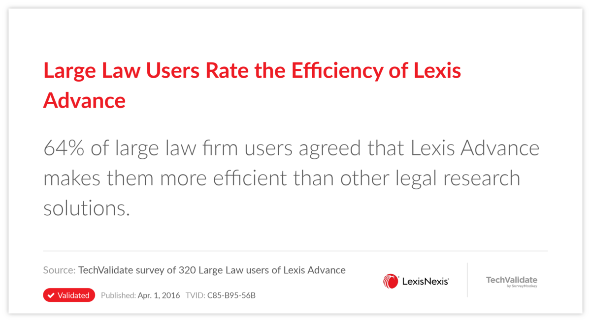 Large Law Users Rate the Efficiency of Lexis Advance