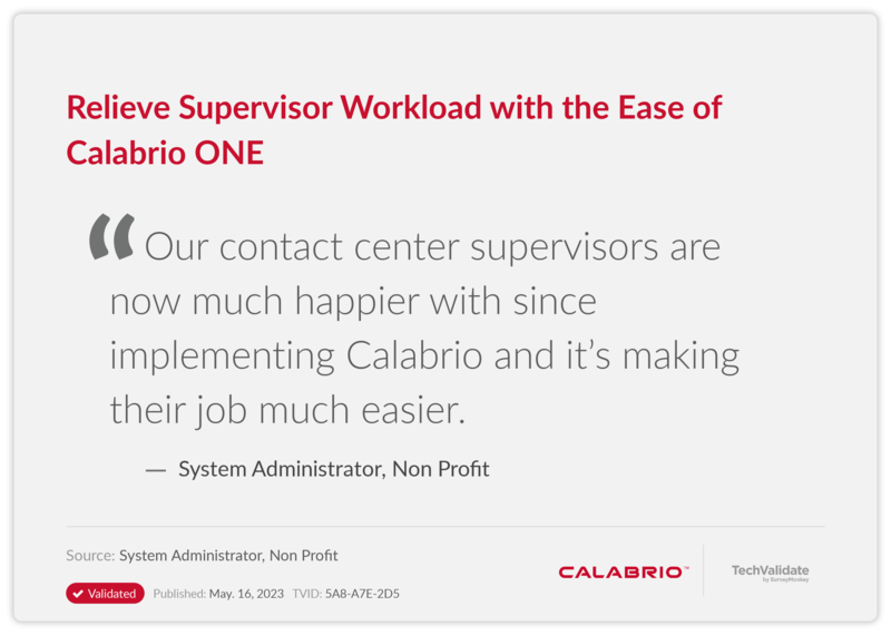 Relieve Supervisor Workload with the Ease of Calabrio ONE