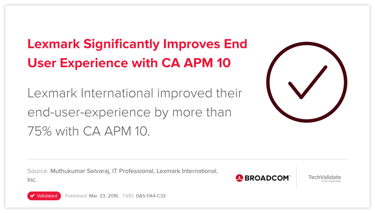 Lexmark Significantly Improves End User Experience with CA APM 10