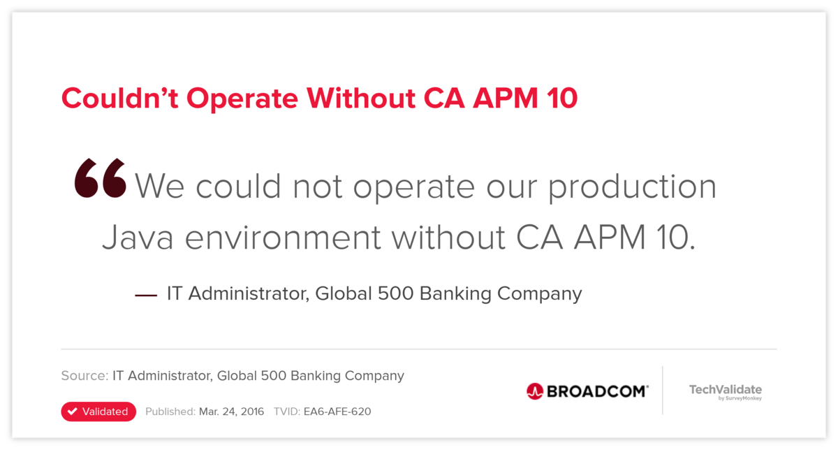 Couldn't Operate Without CA APM 10