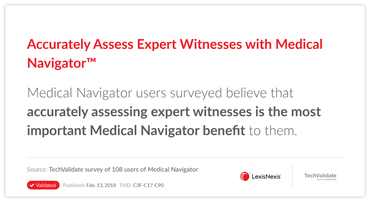 Accurately Assess Expert Witnesses with Medical Navigator(TM)