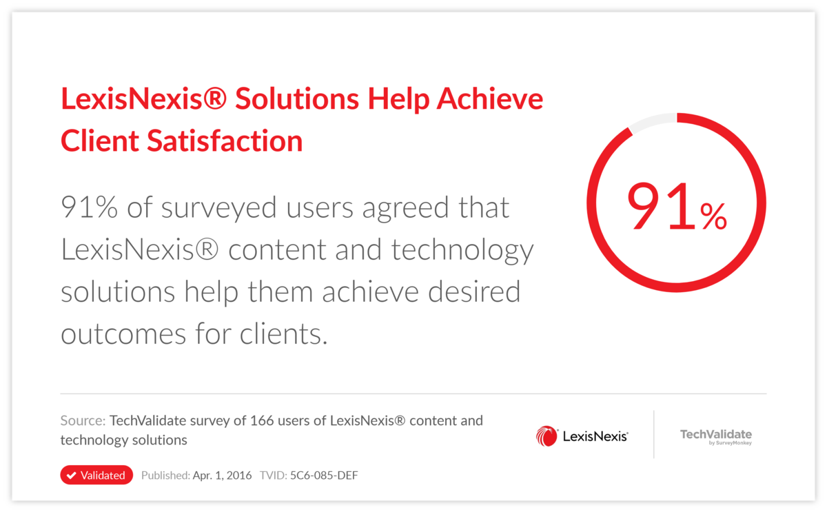 LexisNexis® Solutions Help Achieve Client Satisfaction