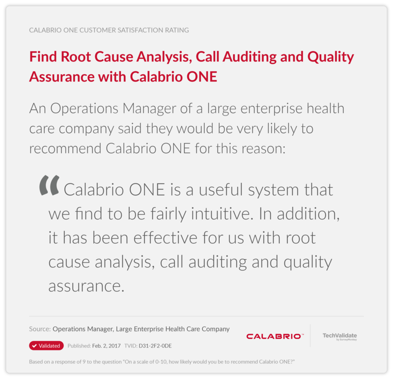 Find Root Cause Analysis, Call Auditing and Quality Assurance with Calabrio ONE