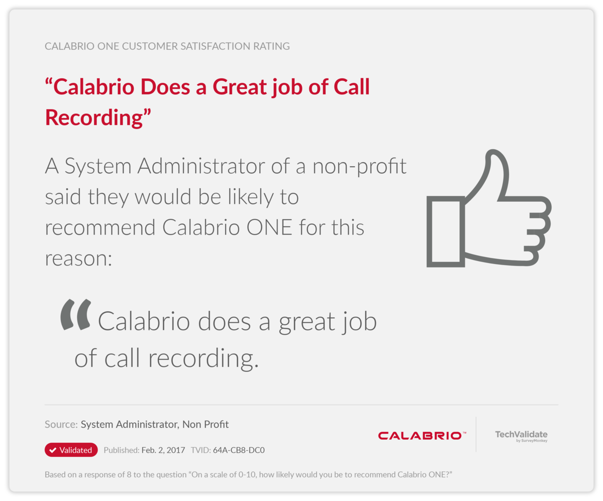 "Calabrio Does a Great job of Call Recording"