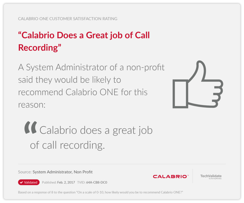 "Calabrio Does a Great job of Call Recording"