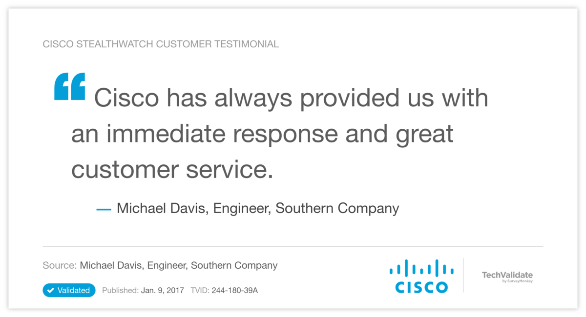 Cisco StealthWatch Customer Testimonial