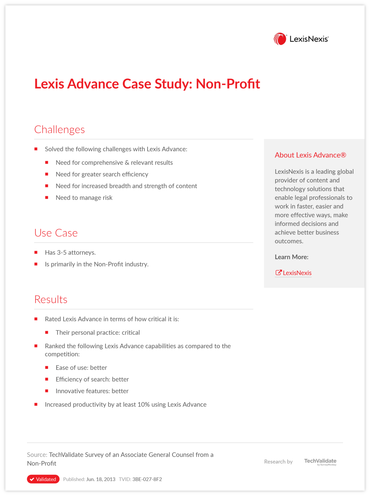 Lexis Advance Case Study: Non-Profit