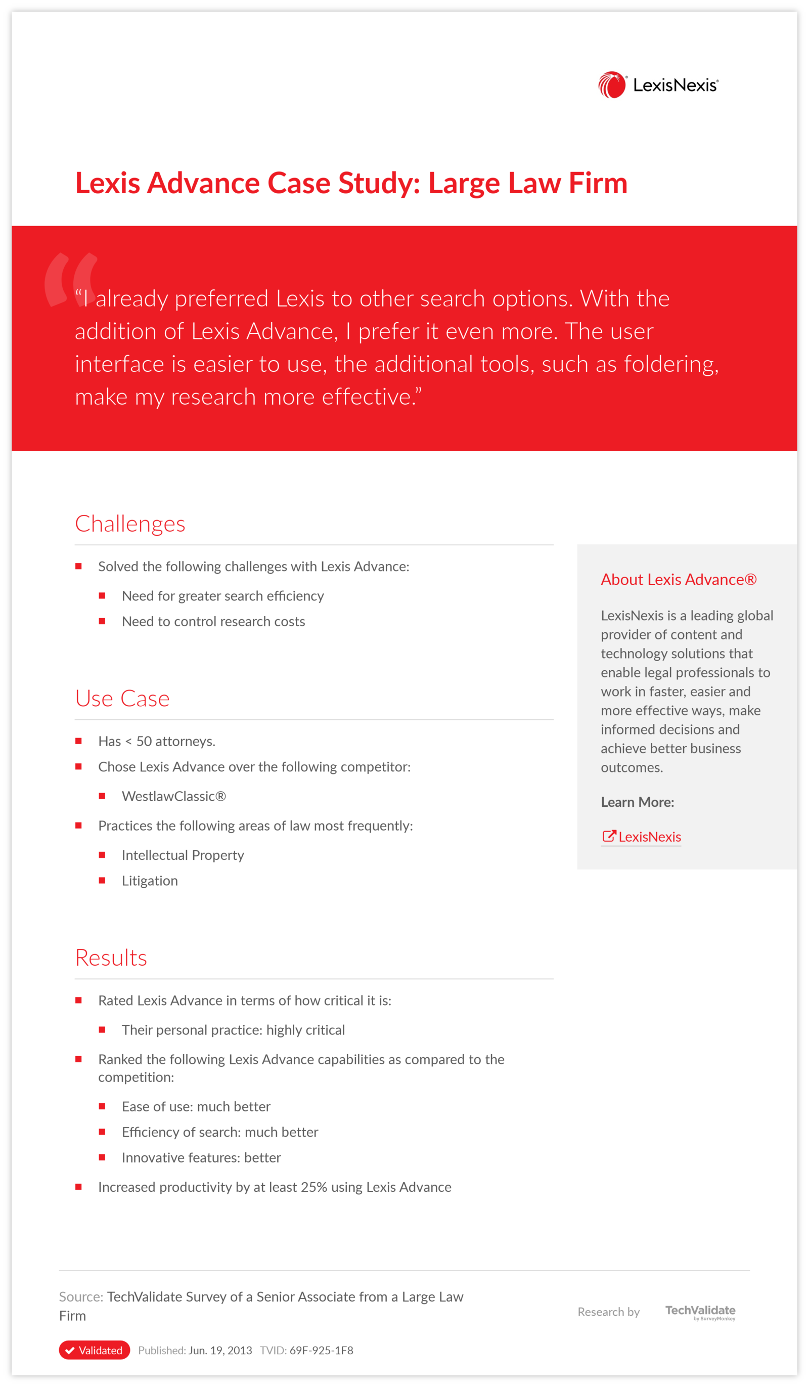 Lexis Advance Case Study: Large Law Firm