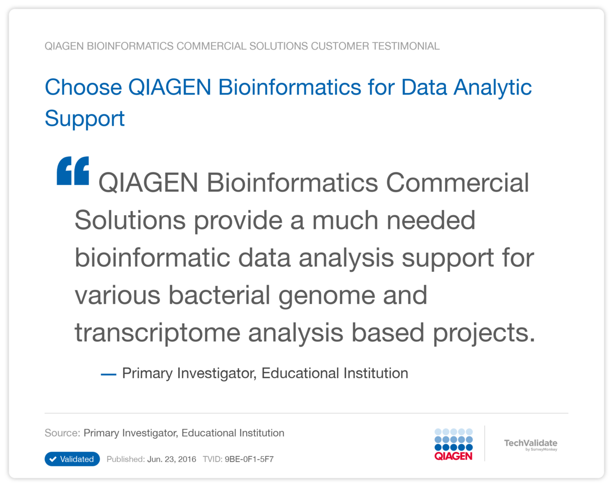 Choose QIAGEN Bioinformatics for Data Analytic Support
