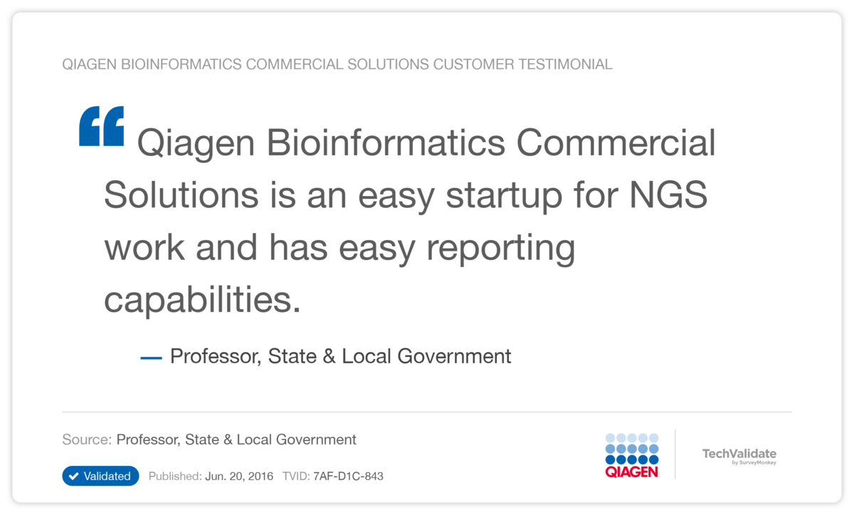 Qiagen Bioinformatics Commercial Solutions Customer Testimonial