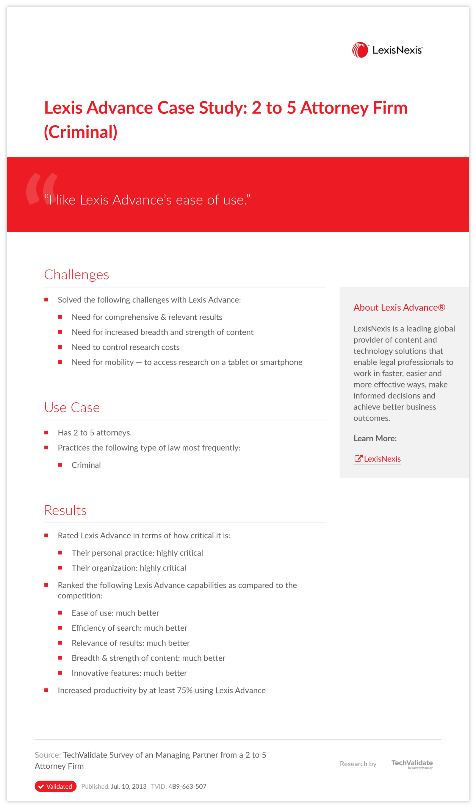 Lexis Advance Case Study: 2 to 5 Attorney Firm (Criminal)