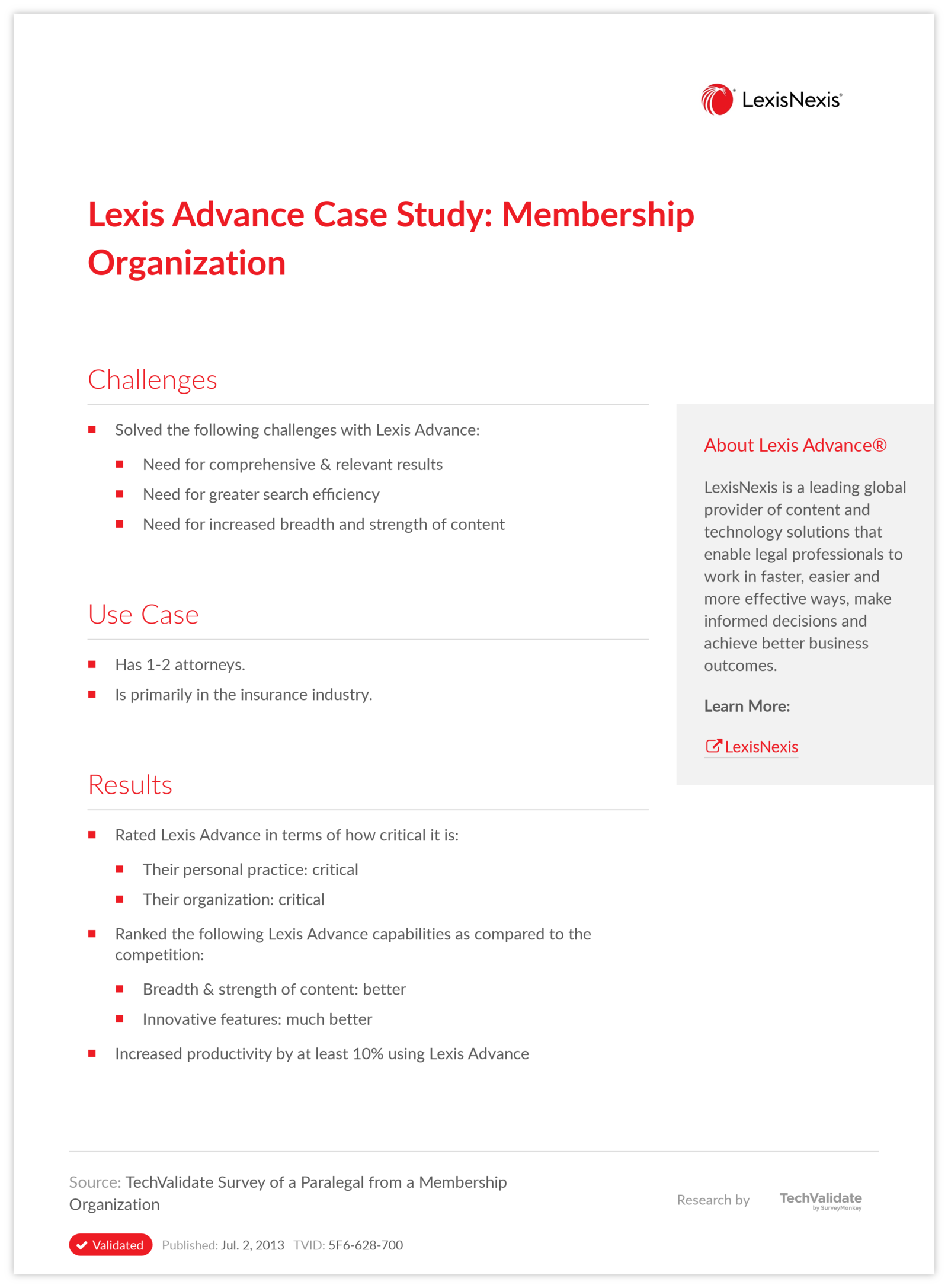 Lexis Advance Case Study: Membership Organization
