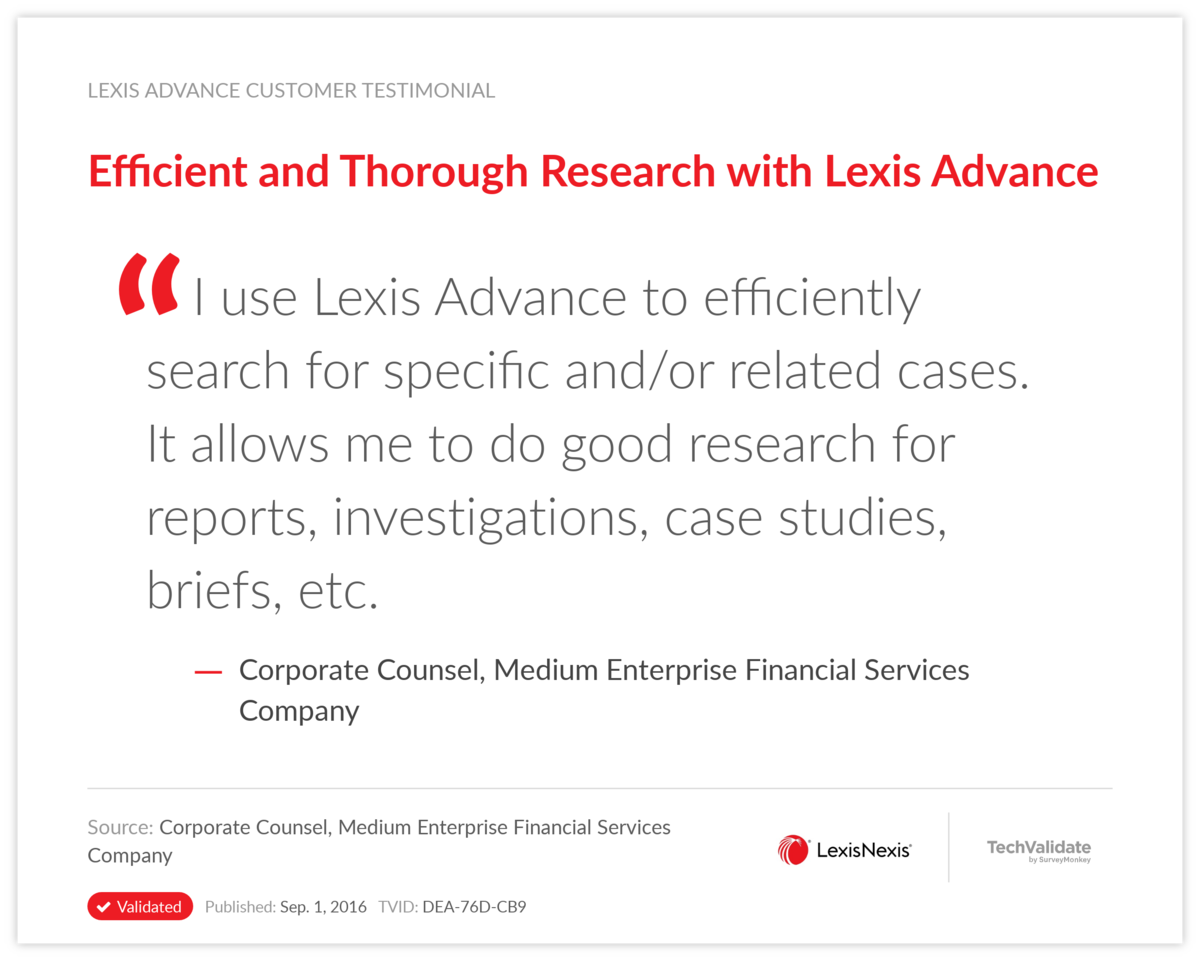 Efficient and Thorough Research with Lexis Advance