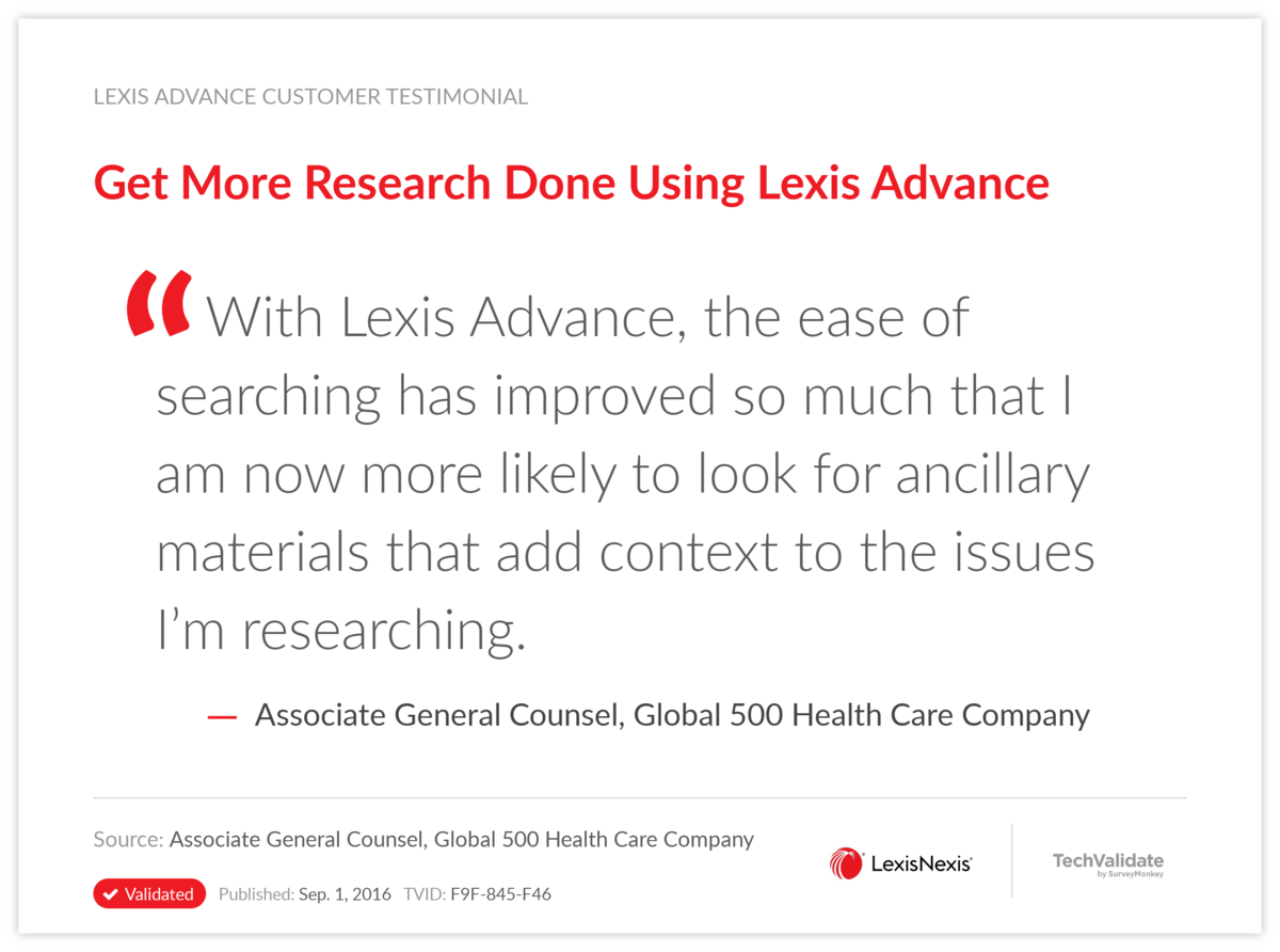 Get More Research Done Using Lexis Advance