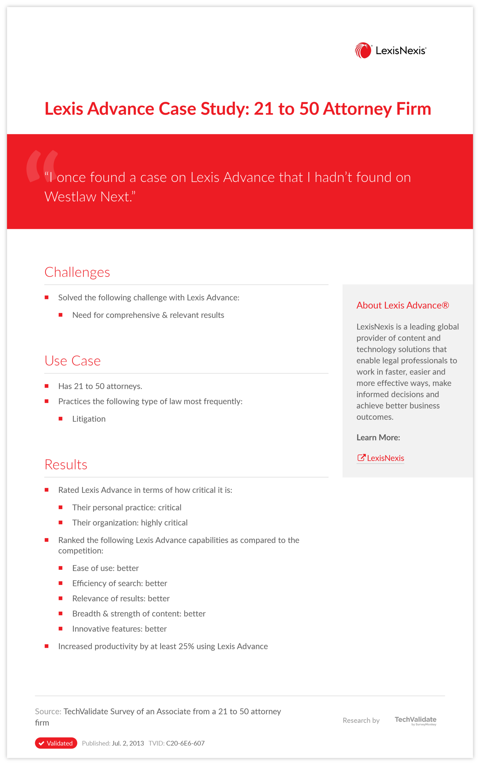 Lexis Advance Case Study: 21 to 50 Attorney Firm