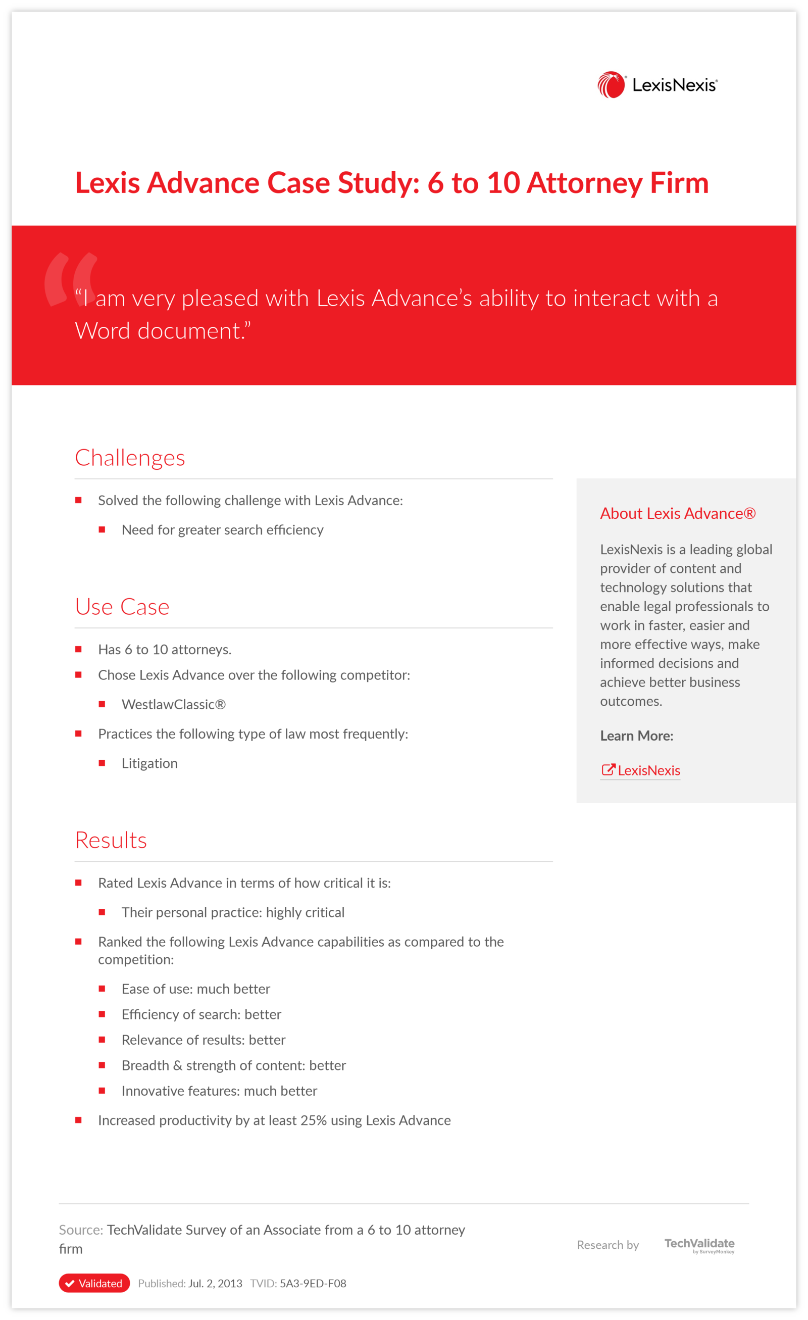 Lexis Advance Case Study: 6 to 10 Attorney Firm