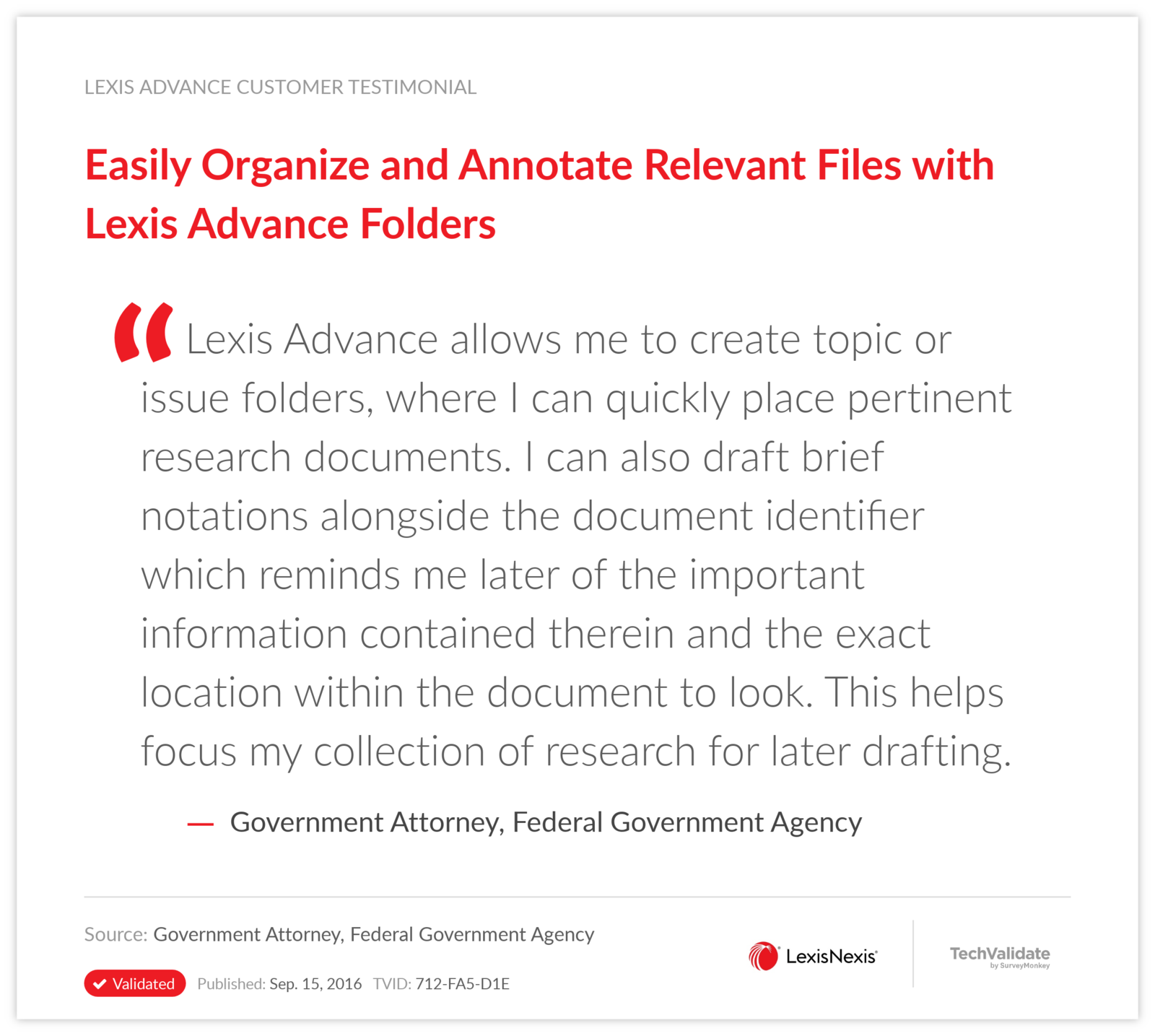 Easily Organize and Annotate Relevant Files with Lexis Advance Folders