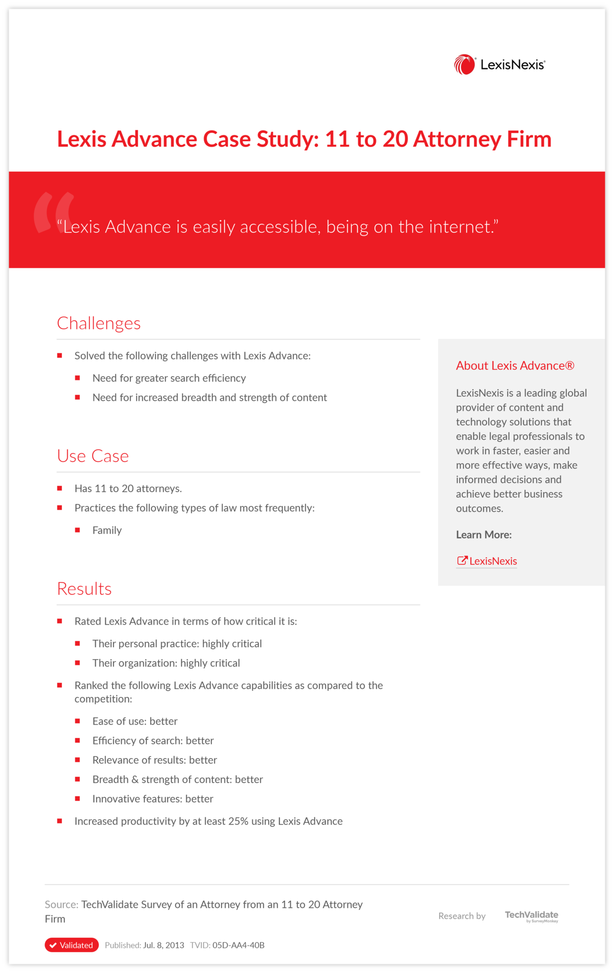 Lexis Advance Case Study: 11 to 20 Attorney Firm