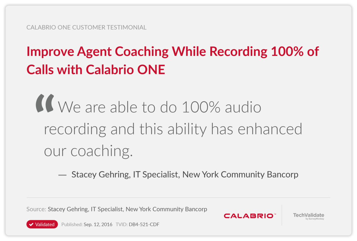 Improve Agent Coaching While Recording 100% of Calls with Calabrio ONE