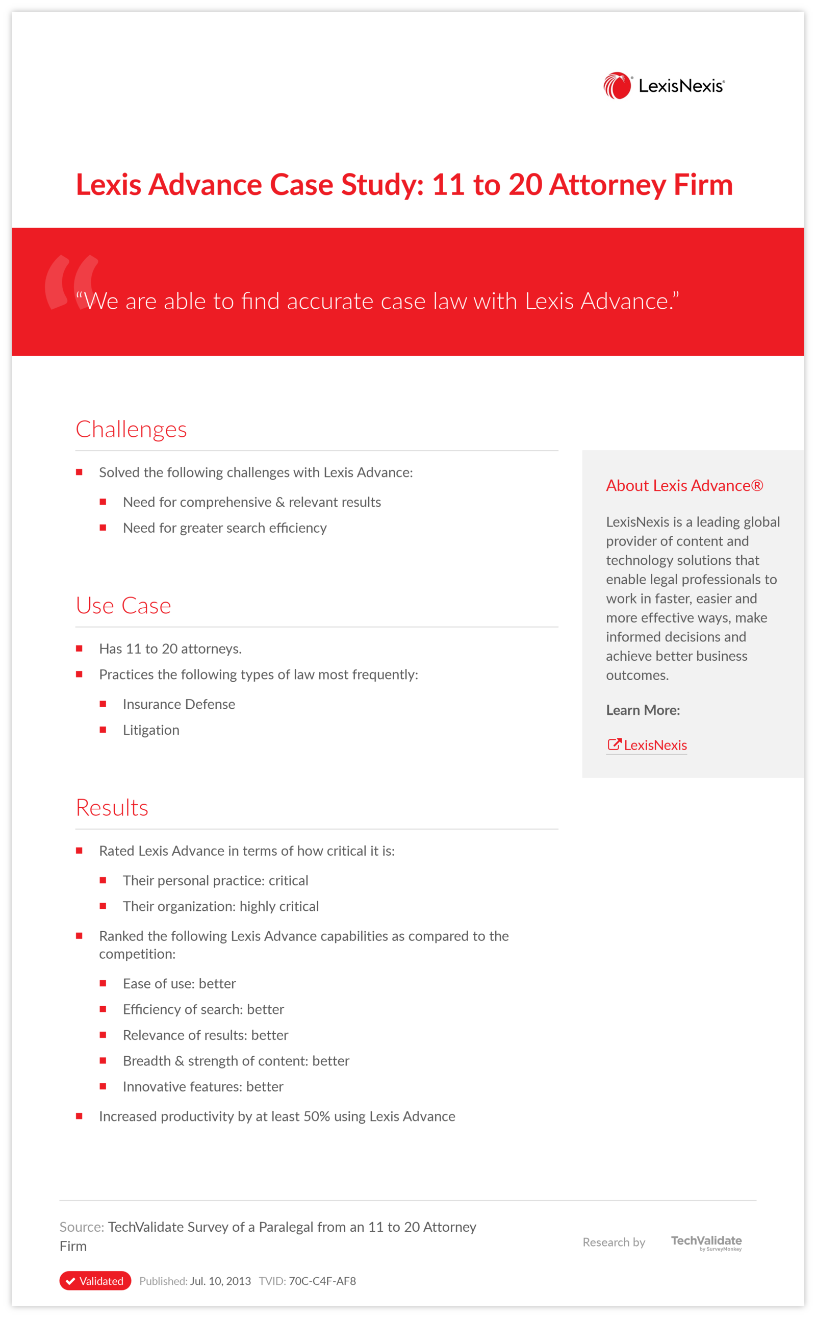 Lexis Advance Case Study: 11 to 20 Attorney Firm