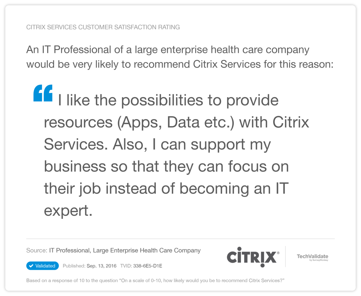 Citrix Services Customer Satisfaction Rating